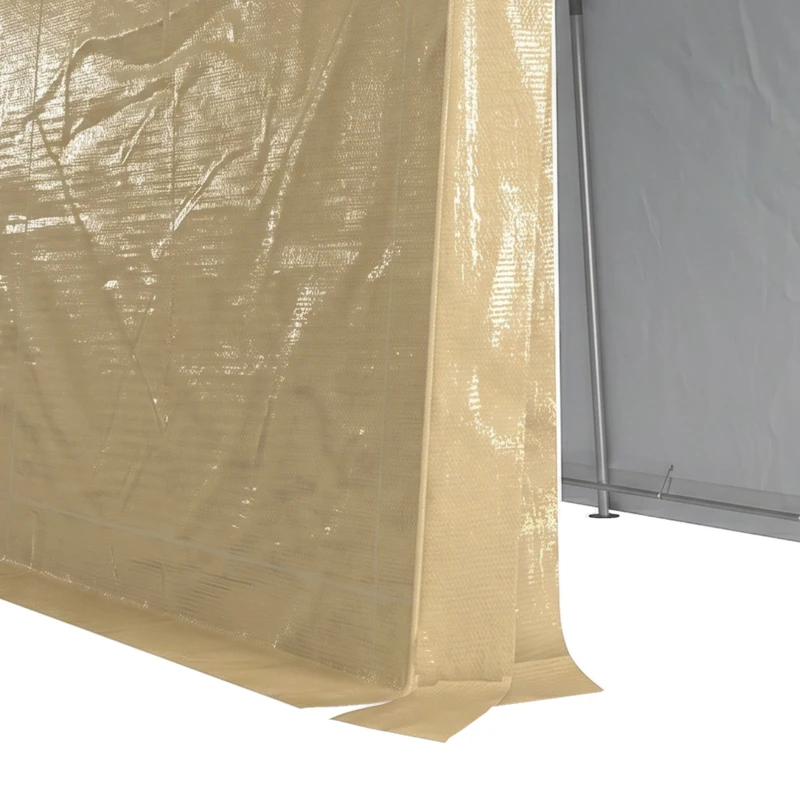 Outsunny 7' x 12' Outdoor Storage Shed Portable Garage with Roll-up Door for Motorcycle, Bike, Garden Tools, Beige