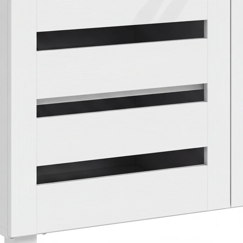 HOMCOM Shoe Cabinet with 3 Slatted Doors, 3-tier Shelving Rack Cabinet with Adjustable Shelves for 15 Pairs of Shoes, White