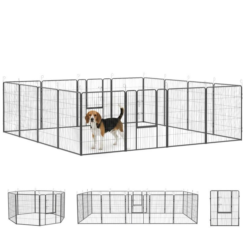 PawHut Dog Playpen for Large, Medium, Small Dogs, 16 Panels, 10.5' x 10.5' x 3.3'