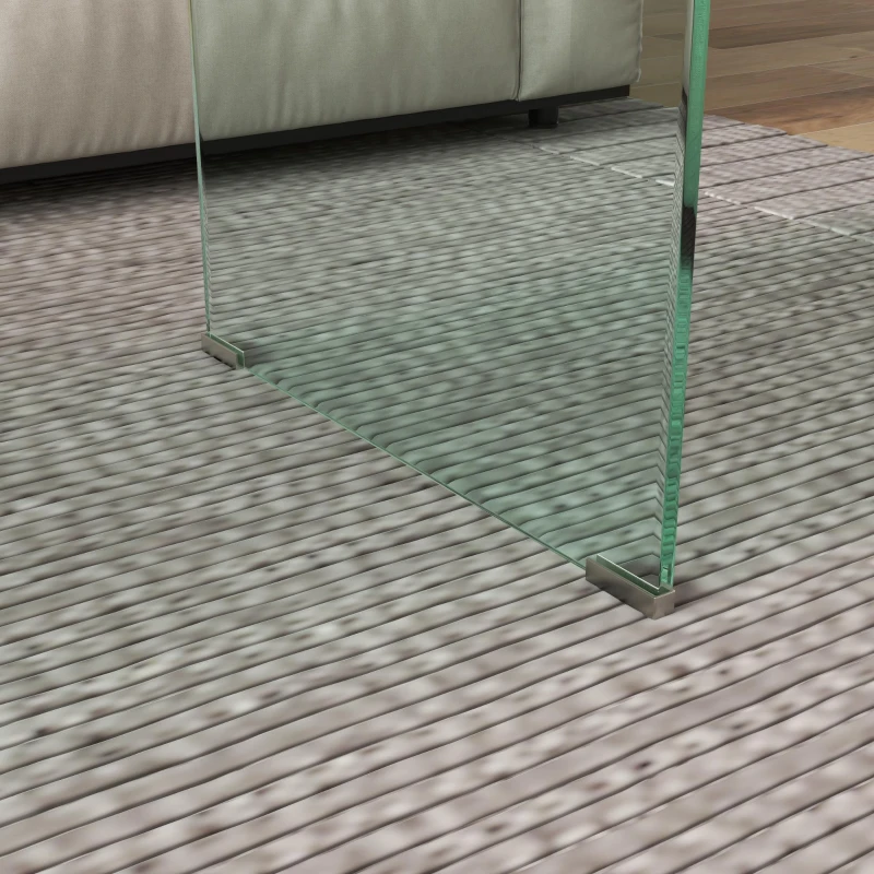 HOMCOM Glass Coffee Table, Clear Coffee Table for Living Room, Modern Rectangle Center Table with Safe Rounded Edges