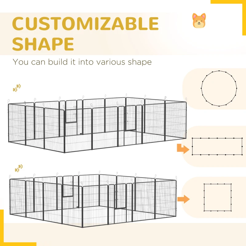 PawHut Dog Playpen for Large, Medium, Small Dogs, 16 Panels, 10.5' x 10.5' x 3.3'