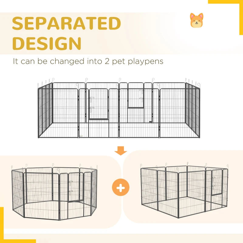 PawHut Dog Playpen for Large, Medium, Small Dogs, 16 Panels, 10.5' x 10.5' x 3.3'