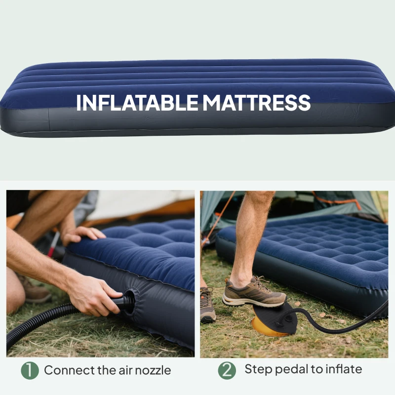 Outsunny 4-in-1 Camping Cot Tent, 1-Person Off-Ground Bed with Air Mattress, Sleeping Bag & Pillow, Elevated Camping Shelter for Adults