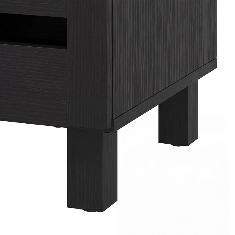 HOMCOM Shoe Cabinet with 3 Slatted Doors, 3-tier Shelving Rack Cabinet with Adjustable Shelves for 15 Pairs of Shoes, Black