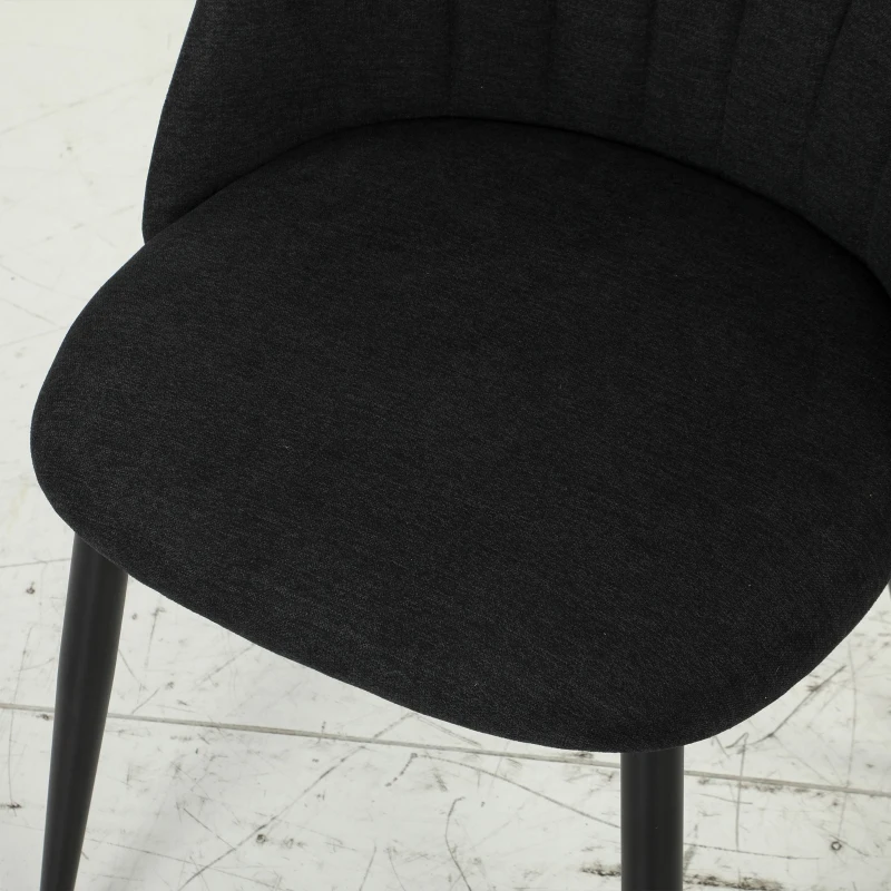 HOMCOM Modern Dining Chairs Set of 4, Upholstered Dining Room Chairs with Metal Legs, Shell Backrest, Padded Seat, Black