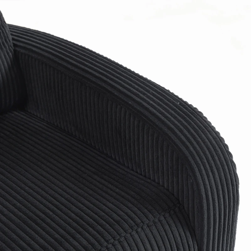 HOMCOM Corduroy Home Theater Seating, Push Back Recliner Chair with Padded Seat for Living Room, Black