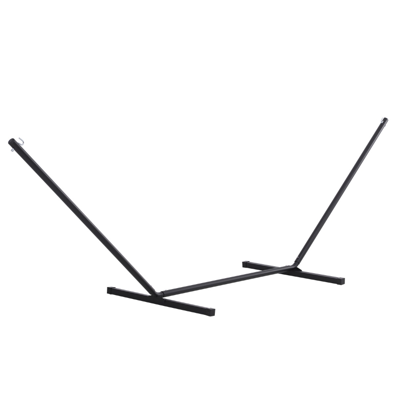 Outsunny 11.8'L Hammock Stand Extra Long Heavy Duty Straight Pole Day Bed Swing Metal Frame Simple Set Up Garden Outdoor Camping Picnic Use Black