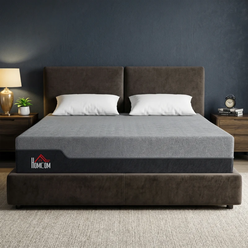 HOMCOM King Mattress, 14 Inch Memory Foam Mattress for Pressure Relief, Graphene Gel Cooling Copper Bed in a Box, Made in USA