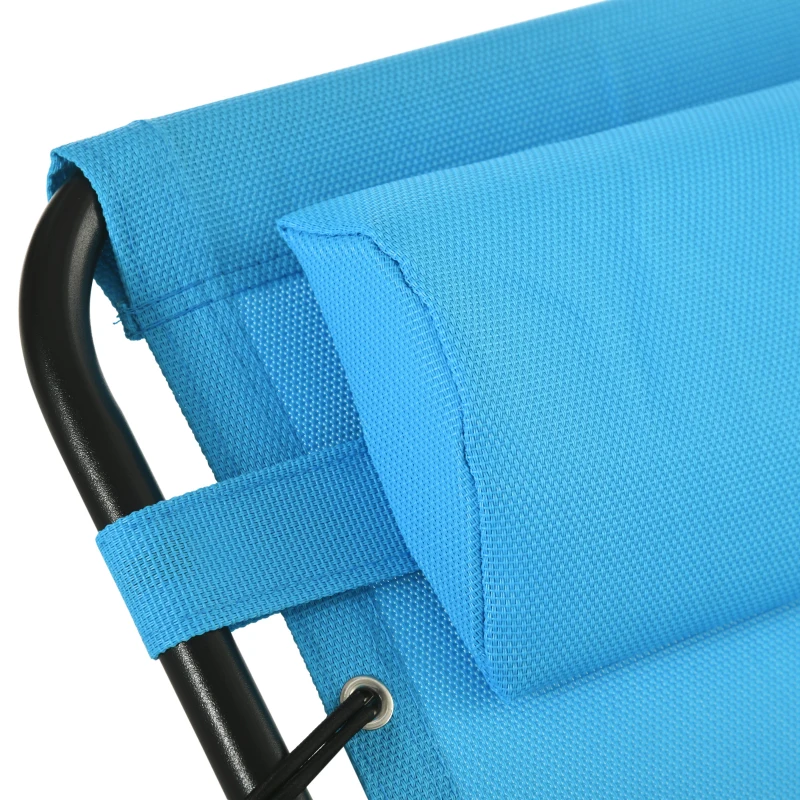 Outsunny Set of 2 Folding Chaise Lounge Chairs, Outdoor Sun Tanning Chairs with Reclining Back, Sky Blue