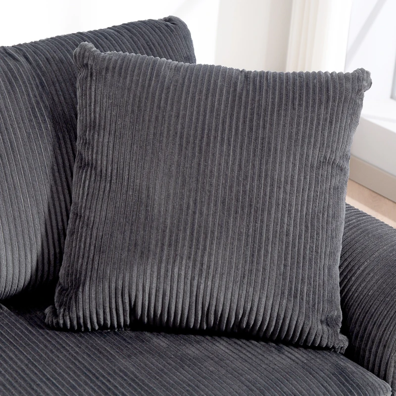 HOMCOM 3 Seater Sofa, 83.5" Modern Upholstered Couch with Pocket Spring and 2 Scatter Cushions for Living Room, Dark Grey