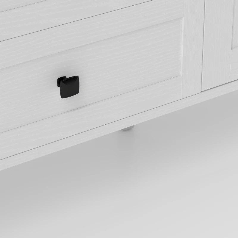 HOMCOM 59" Buffet Cabinet, Farmhouse Sideboard with Thick Top, 2 Barn Doors, 4 Drawers and 2 Adjustable Shelves, White