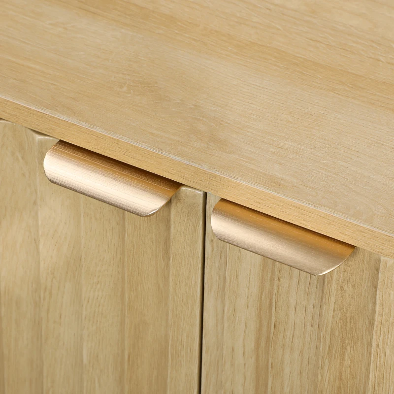 HOMCOM Fluted Sideboard Buffet Cabinet, 55" Coffee Bar Cabinet with 4 Doors, 2 Adjustable Shelves, 5 Wood Legs, Nature Wood