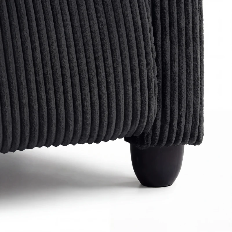 HOMCOM Corduroy Home Theater Seating, Push Back Recliner Chair with Padded Seat for Living Room, Black