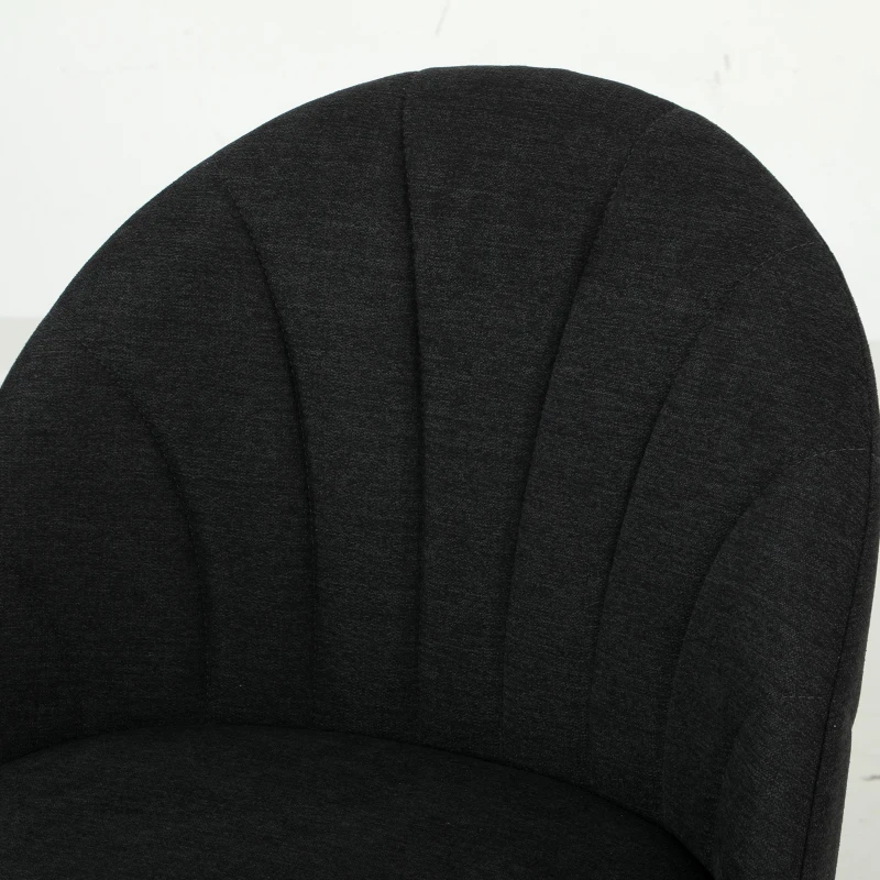 HOMCOM Modern Dining Chairs Set of 4, Upholstered Dining Room Chairs with Metal Legs, Shell Backrest, Padded Seat, Black