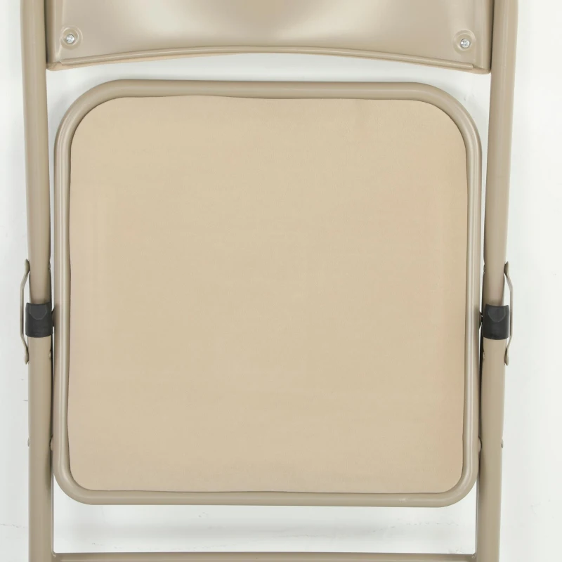HOMCOM 4 Pack Folding Chairs with Padded Seats, Velvet Portable Party Chairs with Steel Frame, Beige