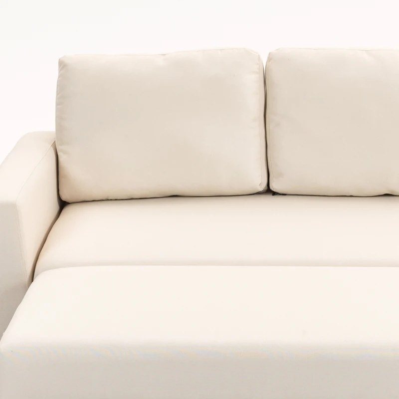 HOMCOM 83" Sofa Bed, Pull Out Sleeper L Shaped Sectional Couch with Reversible Storage Chaise, Wide and Deep Seat, Cream White