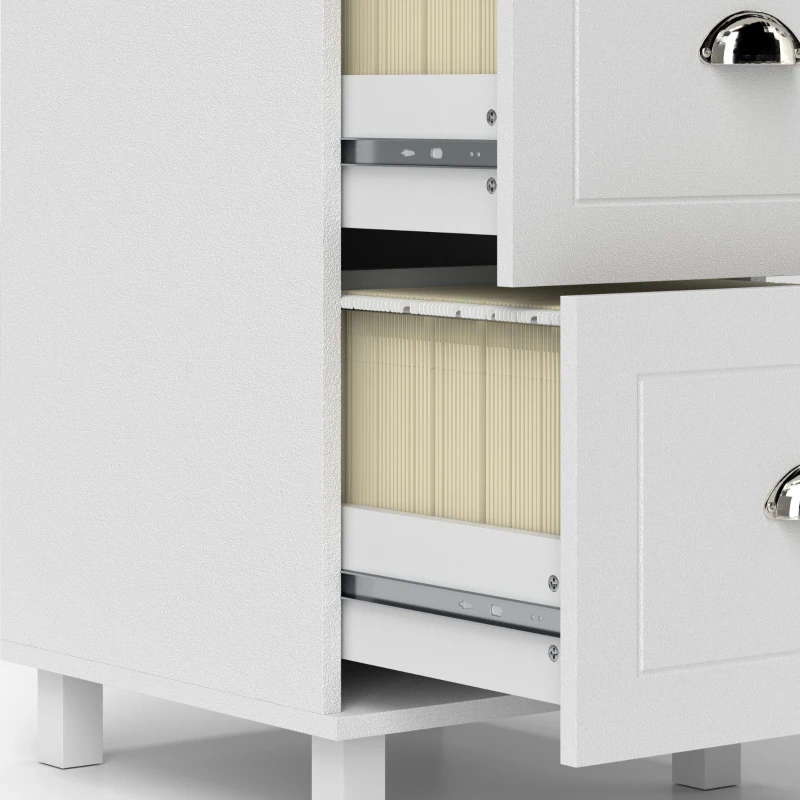 HOMCOM 4 Drawer File Cabinet with Lock, Office Filing Cabinet, A4 Letter Size, Hanging File Folders, White