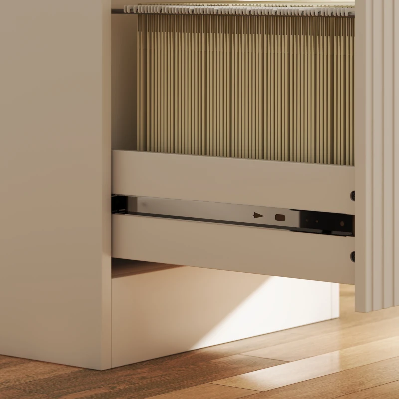HOMCOM Lockable Filing Cabinet with 3 Fluted Drawers, File Cabinet with Adjustable Hanging Rails for A4 Letter Files, White