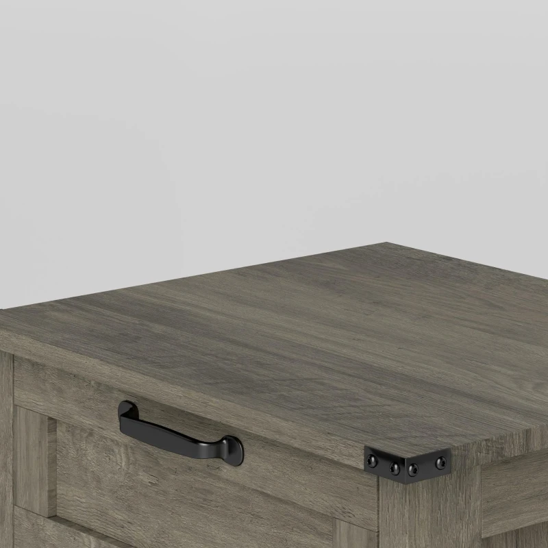 HOMCOM Vertical Filing Cabinet with 3 Drawers, Rustic Farmhouse Office Storage Cabinet for A4, Letter Size, Grey Wash
