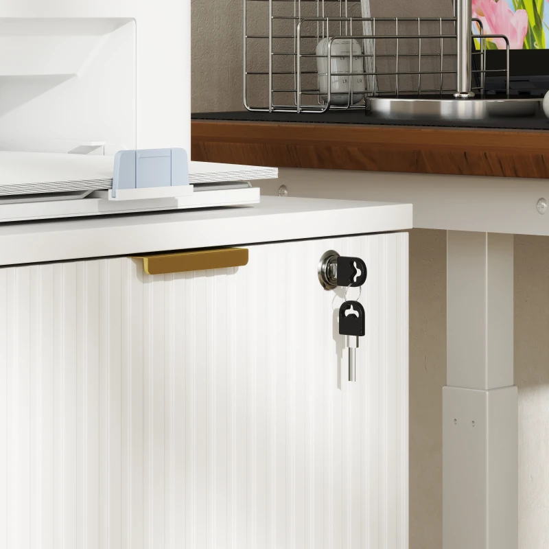 HOMCOM Lockable Filing Cabinet with 2 Fluted Drawers, File Cabinet with Adjustable Hanging Rails for A4 Letter Files, White