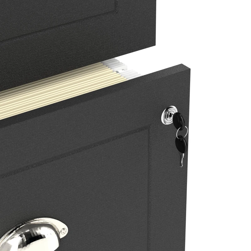 HOMCOM 4 Drawer File Cabinet with Lock, Office Filing Cabinet, A4 Letter Size, Hanging File Folders, Black