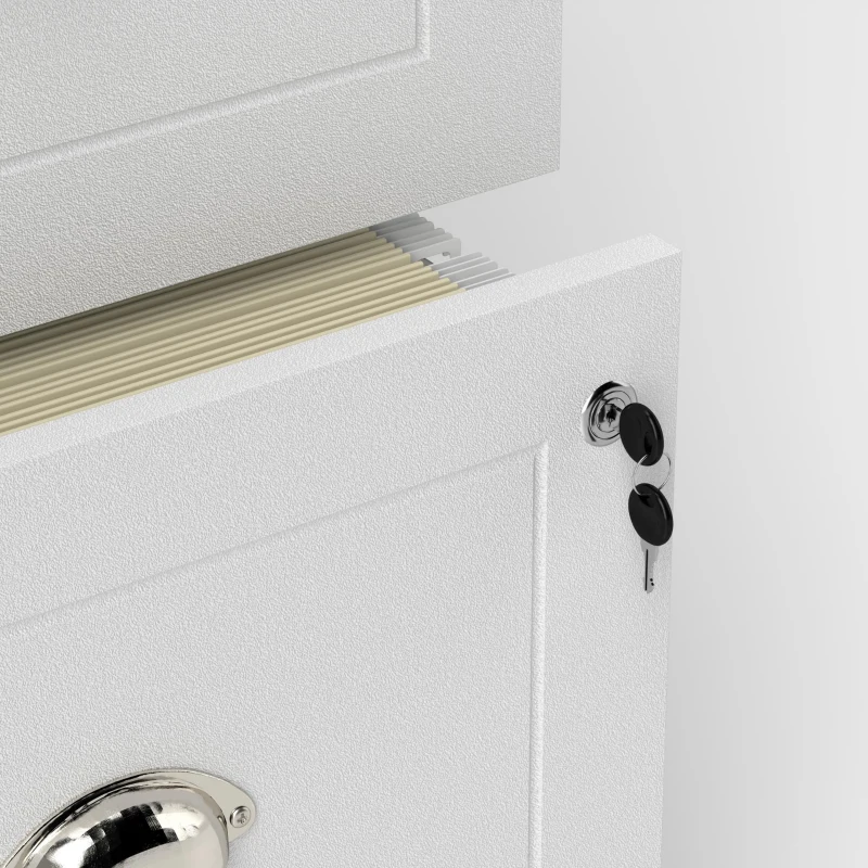 HOMCOM 4 Drawer File Cabinet with Lock, Office Filing Cabinet, A4 Letter Size, Hanging File Folders, White