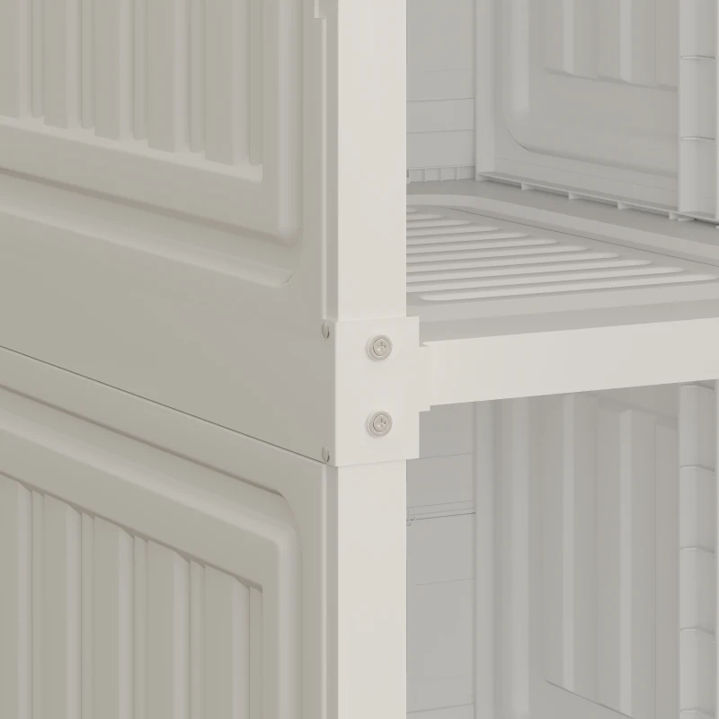 HOMCOM Portable Wardrobe, Foldable Plastic with 8 Compartments, 2 Hanging Rods and Magnetic Doors, White