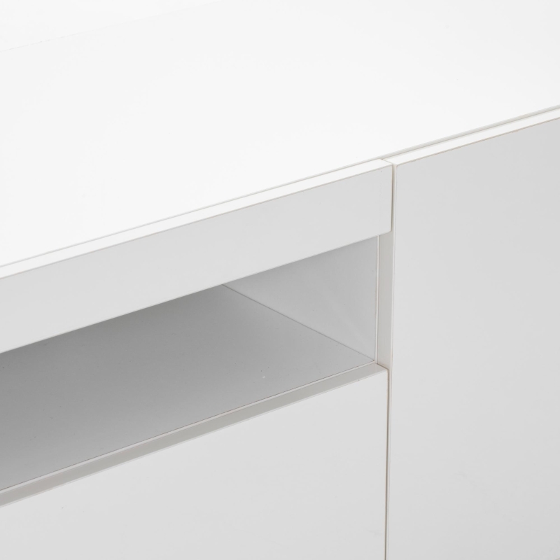 HOMCOM Entertainment Center with RGB LED Lights, TV Stand for 65-85 Inch TV, Modern TV Table for Living Room, High Gloss White