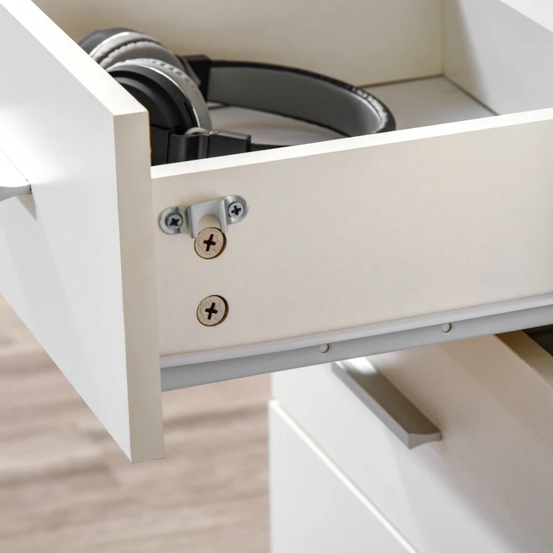 Vinsetto Mobile Filing Cabinet with Wheels, 3 Drawer File Cabinet with Lock and Keys for Home Office, White