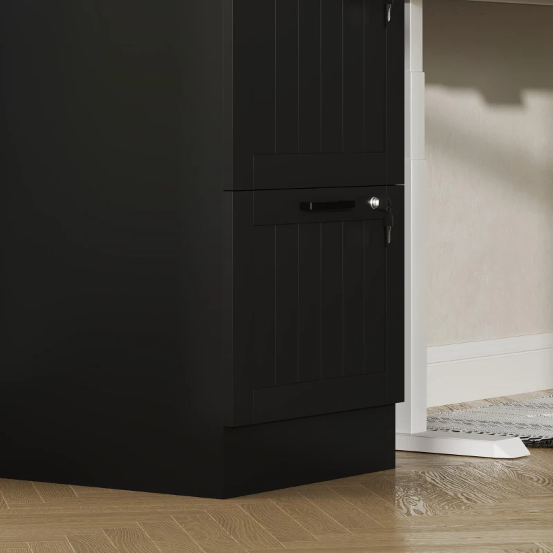 HOMCOM 3 Drawer Filing Cabinet with Lock, Office Storage Cabinet with Adjustable Hanging Bars for A4 Letter Size Files, Black