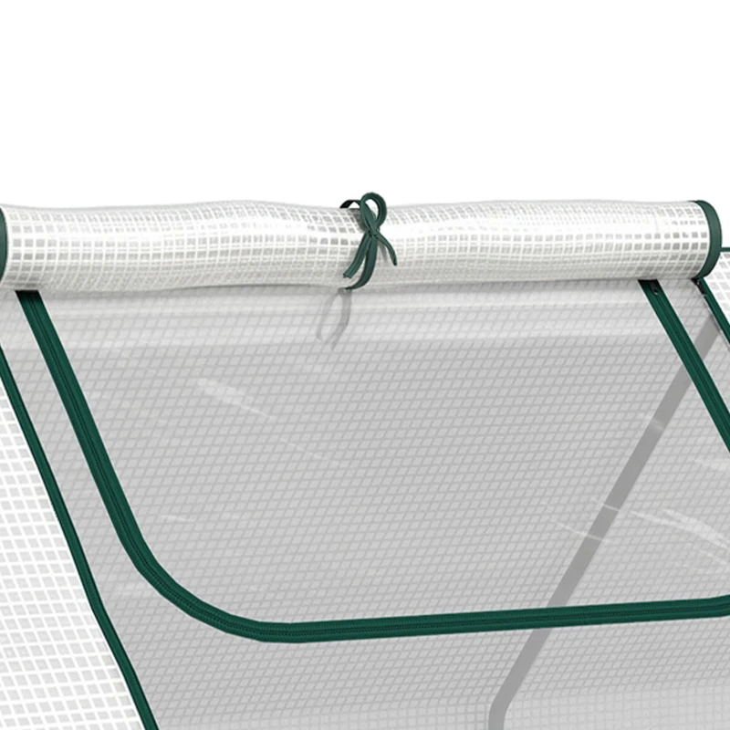 Outsunny 6' x 3' x 3' Portable Mini Greenhouse, Garden Green House Kit with 2 PE/Plastic Covers, Steel Frame and 2 Roll Up Zipper Windows, White
