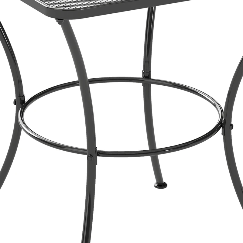 Outsunny Square Garden Metal Bistro Table Outdoor Patio Coffee Side Desk 23.6" x 23.6" x 27.6" Black