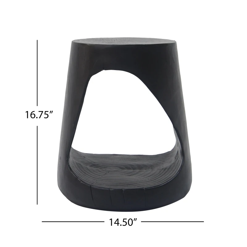 Hollow Side Table with Realistic Wood-Grain Texture, Pet-Friendly End Table with Weather-Resistant Composite, 14.5" L x 14.5" W x 16.5" H, Black