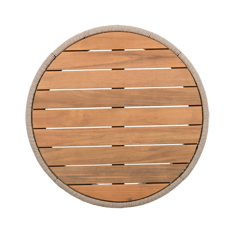 Outdoor Coffee Table with 220 Lbs Capacity, Weather-Resistant Rustic Center Table for Garden, 26" L x 26" W x 14" H, Natural+Teak+Beige