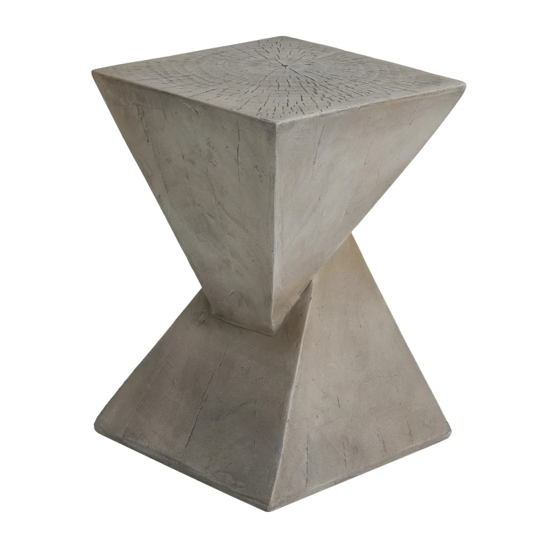 Stylish MGO Accent Table with Realistic Wood-Grain Texture, All-Weather Side Table with Stable 77 Lbs Capacity, 12.5" L x 12.5" W x 18" H, Light Gray