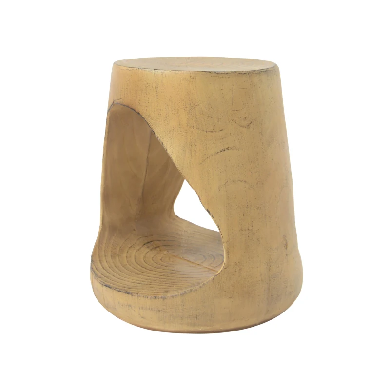 Hollow Side Table with Realistic Wood-Grain Texture, Pet-Friendly End Table with Weather-Resistant Composite, 14.5" L x 14.5" W x 16.5" H, Natural