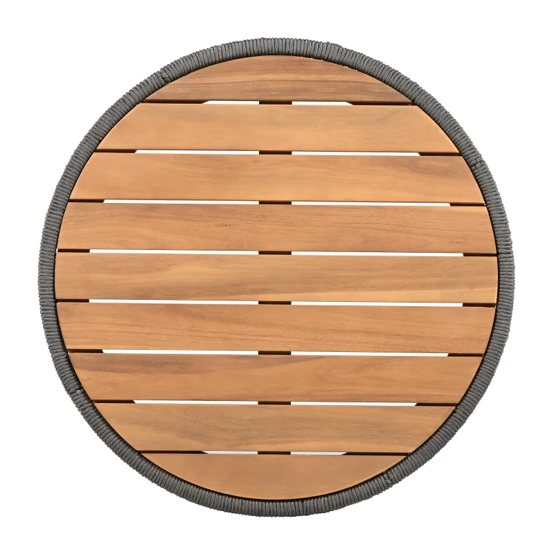 Outdoor Coffee Table with 220 Lbs Capacity, Weather-Resistant Rustic Center Table for Garden, 26" L x 26" W x 14" H, Grey+Natural+Teak