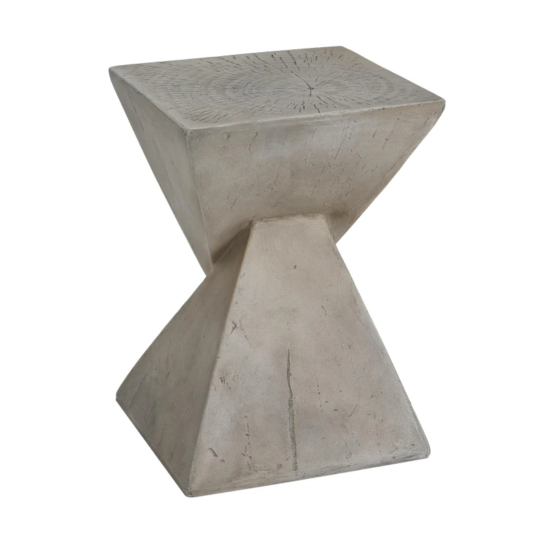 Stylish MGO Accent Table with Realistic Wood-Grain Texture, All-Weather Side Table with Stable 77 Lbs Capacity, 12.5" L x 12.5" W x 18" H, Light Gray
