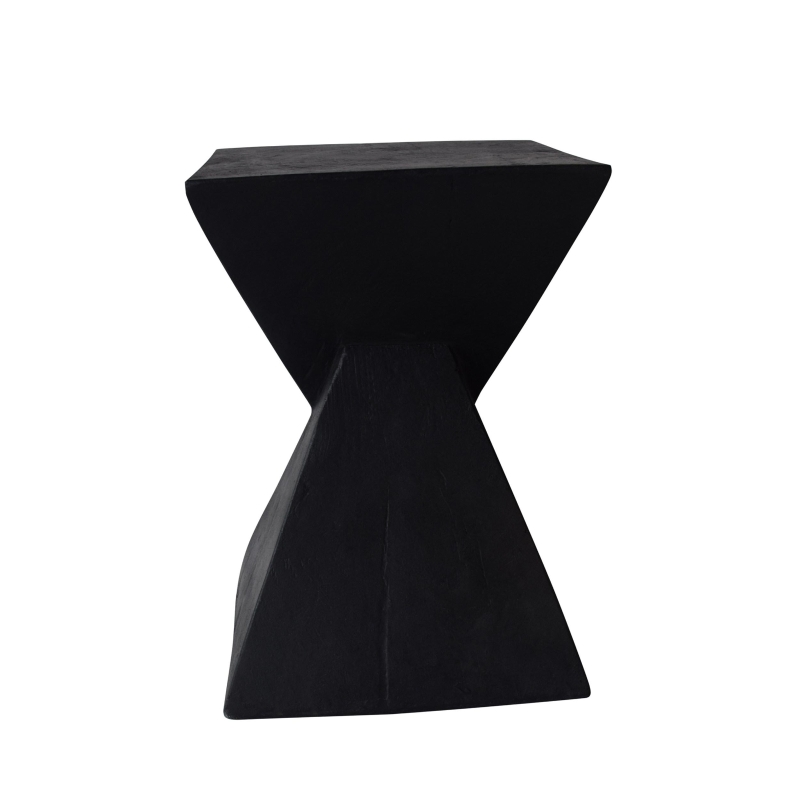 Stylish MGO Accent Table with Realistic Wood-Grain Texture, All-Weather Side Table with Stable 77 Lbs Capacity, 12.5" L x 12.5" W x 18" H, Black