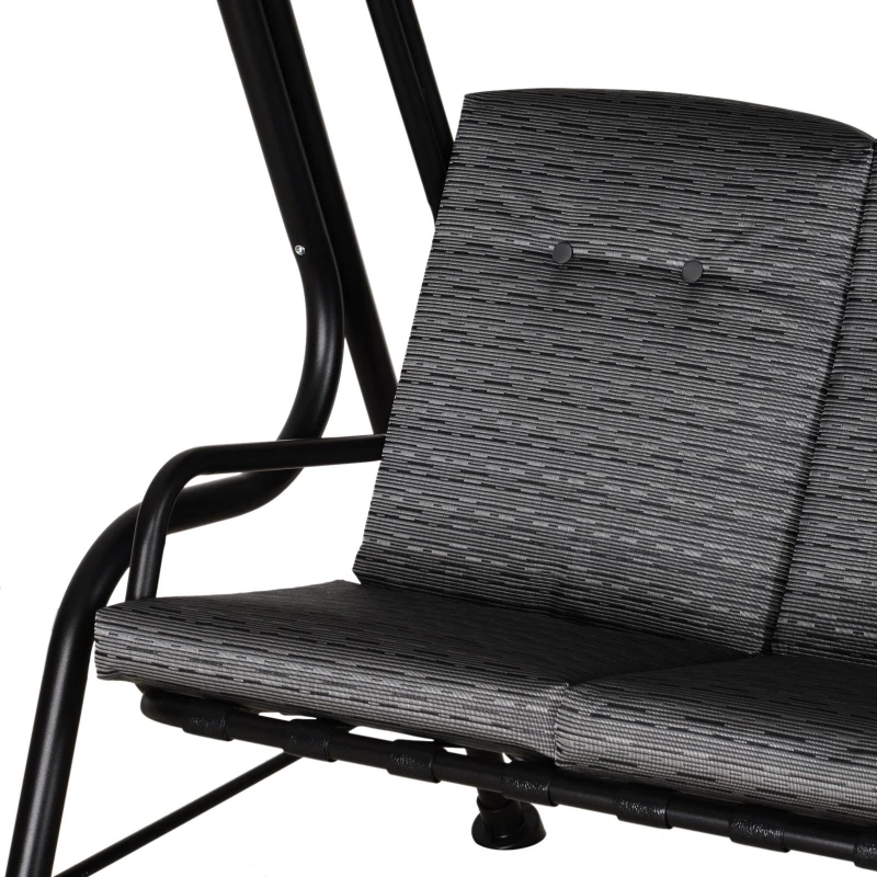 Outsunny 3-Person Porch Swing Chair, Patio Swing Bench with Adjustable Canopy, Removable Thicken Cushion and Weather Resistant Steel Frame for Outdoor, Garden, Poolside, Grey