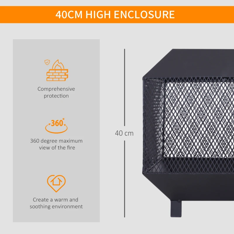 Outsunny 17" Outdoor Fire Pit with Fire Poker, Wood Burning Firepits, Portable Firepit for Patio Backyard Bonfire Camping, Black