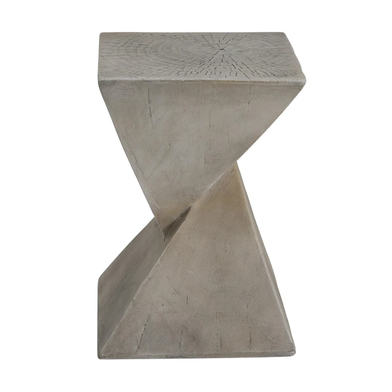 Stylish MGO Accent Table with Realistic Wood-Grain Texture, All-Weather Side Table with Stable 77 Lbs Capacity, 12.5" L x 12.5" W x 18" H, Light Gray
