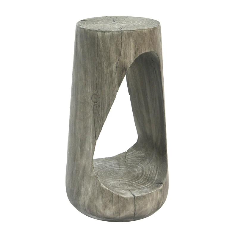 Modern End Table with Unique Wood Grain Texture and All-Weather Durability, Sturdy Side Table with 200 Lbs Capacity, 15" L x 15" W x 26.5" H, Grey