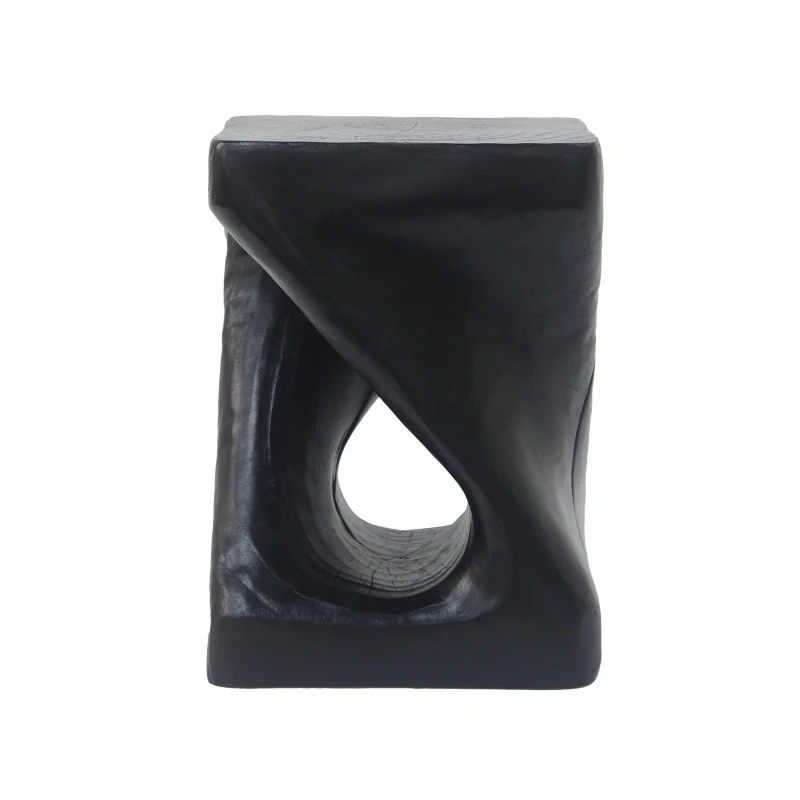 Twisted Hourglass Accent Side Table with MGO Composite, All-Weather End Table with UV-/Water-Resistant Finish, 11.5" L x 11.5" W x 16" H, Black