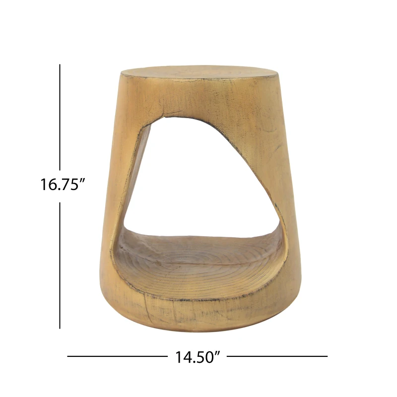Hollow Side Table with Realistic Wood-Grain Texture, Pet-Friendly End Table with Weather-Resistant Composite, 14.5" L x 14.5" W x 16.5" H, Natural