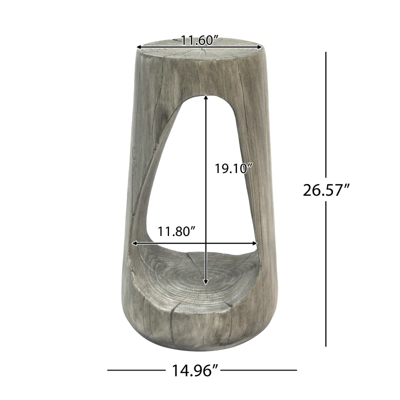 Modern End Table with Unique Wood Grain Texture and All-Weather Durability, Sturdy Side Table with 200 Lbs Capacity, 15" L x 15" W x 26.5" H, Grey