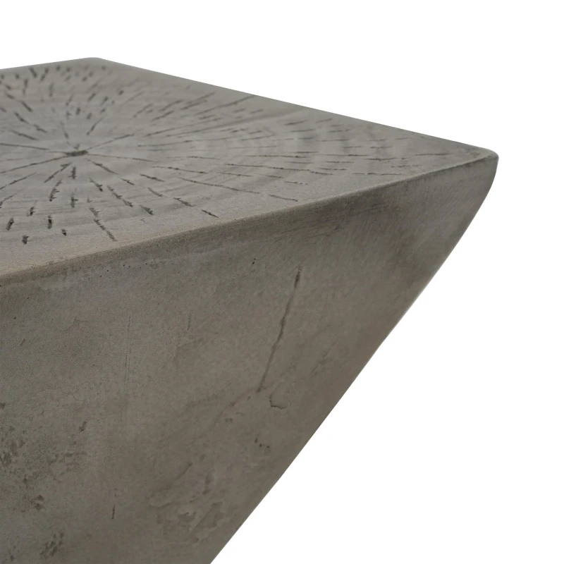 Stylish MGO Accent Table with Realistic Wood-Grain Texture, All-Weather Side Table with Stable 77 Lbs Capacity, 12.5" L x 12.5" W x 18" H, Light Gray