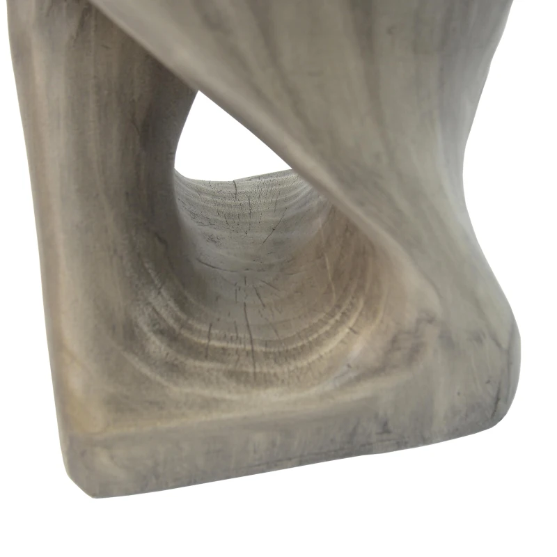 Twisted Hourglass Accent Side Table with MGO Composite, All-Weather End Table with UV-/Water-Resistant Finish, 11.5" L x 11.5" W x 16" H, Grey
