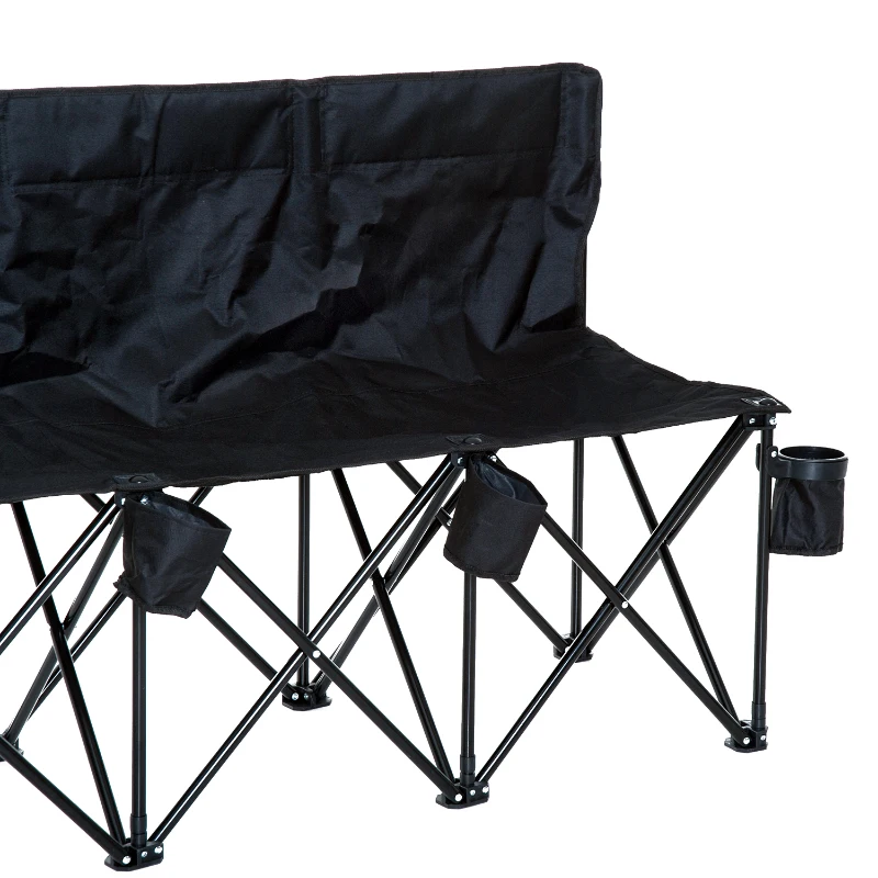 Outsunny 6 Seat Folding Camping Chair with Cup Holder and Carrying Case for Camping, Picnic, Sport Events, Black