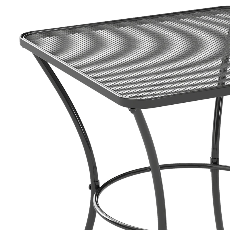 Outsunny Square Garden Metal Bistro Table Outdoor Patio Coffee Side Desk 23.6" x 23.6" x 27.6" Black